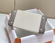 Okify Hermes Birkin 35 Bag In Gray Swift And White Canvas  - 3