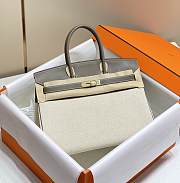 Okify Hermes Birkin 35 Bag In Gray Swift And White Canvas  - 1