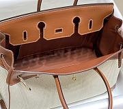 Okify Hermes Birkin 35 Bag In Golden Brown Swift And White Canvas  - 2