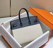 Okify Hermes Birkin 35 Bag In Black Swift And White Canvas  - 4