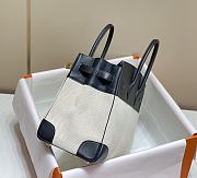 Okify Hermes Birkin 35 Bag In Black Swift And White Canvas  - 3