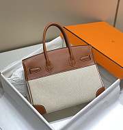 Okify Hermes Birkin 30 Bag In Golden Brown Swift And White Canvas  - 3