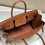 Okify Hermes Birkin 30 Bag In Golden Brown Swift And White Canvas  - 2