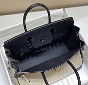 Okify Hermes Birkin 30 Bag In Black Swift And White Canvas  - 5