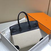 Okify Hermes Birkin 30 Bag In Black Swift And White Canvas  - 4