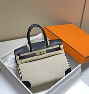 Okify Hermes Birkin 30 Bag In Black Swift And White Canvas  - 1
