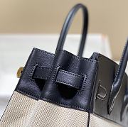Okify Hermes Birkin 30 Bag In Black Swift And White Canvas  - 2
