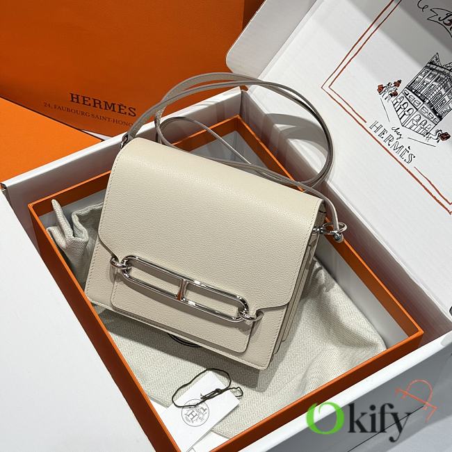Okify Hermes Roulis 18 Bag In White Leather And Silver Hardware 18x6x15cm  - 1