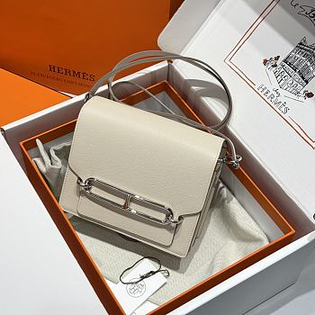 Okify Hermes Roulis 18 Bag In White Leather And Silver Hardware 18x6x15cm 