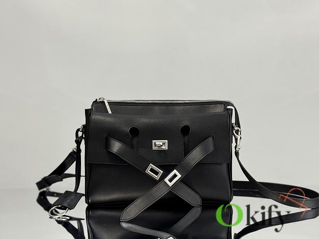 Okify Balenciaga Small Bel Air Zipped Messenger Bag In Black 30x20x9cm  - 1