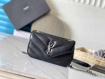 Okify YSL Mini Loulou Bag In Black With Silver Hardware 20x12x6cm