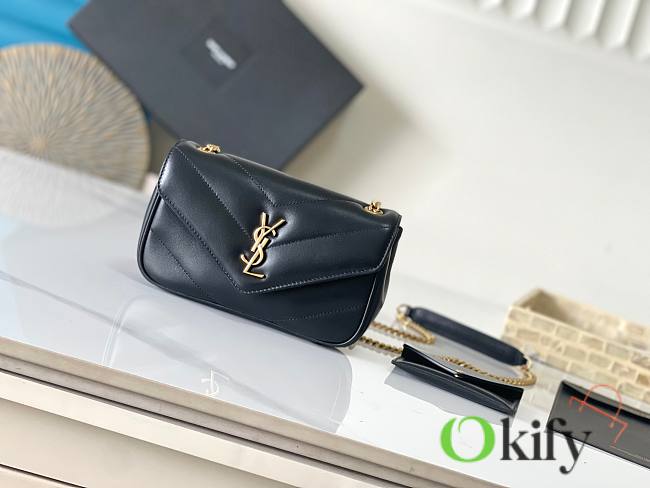 Okify YSL Mini Loulou Bag In Black With Gold Hardware 20x12x6cm - 1