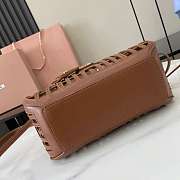 Okify MiuMiu Leather Basket Bag In Brown 24x12.5x9cm - 5
