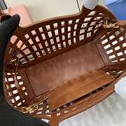 Okify MiuMiu Leather Basket Bag In Brown 24x12.5x9cm - 2