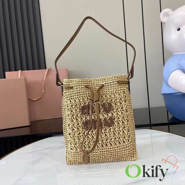 Okify MiuMiu Woven Bag In Beige 20x23cm  - 1