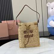 Okify MiuMiu Woven Bag In Beige 20x23cm  - 1