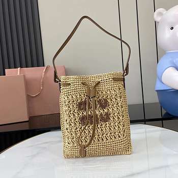 Okify MiuMiu Woven Bag In Beige 20x23cm 