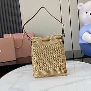Okify MiuMiu Woven Bag In Beige 20x23cm  - 3