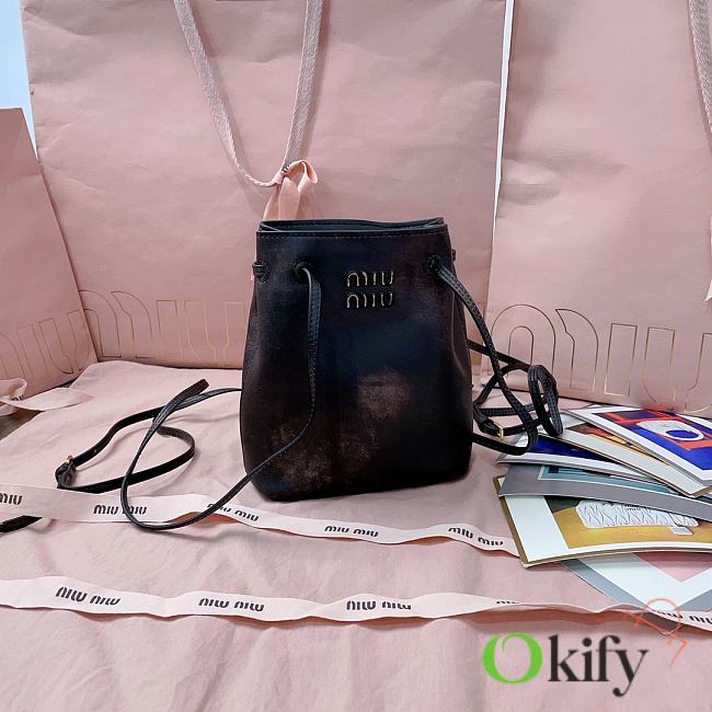 Okify MiuMiu Nappa Leather Mini Bag In Black And Brown 17x14x6cm  - 1