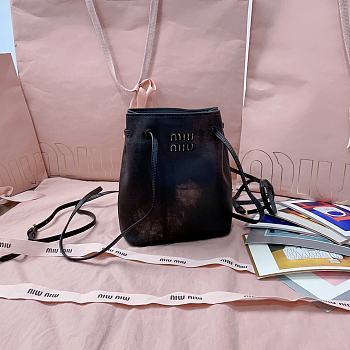Okify MiuMiu Nappa Leather Mini Bag In Black And Brown 17x14x6cm 