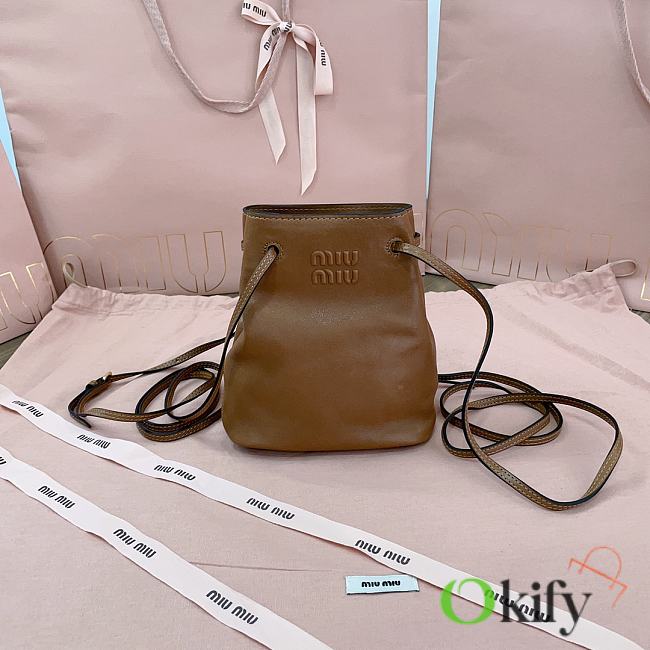 Okify MiuMiu Nappa Leather Mini Bag In Brown 17x14x6cm  - 1
