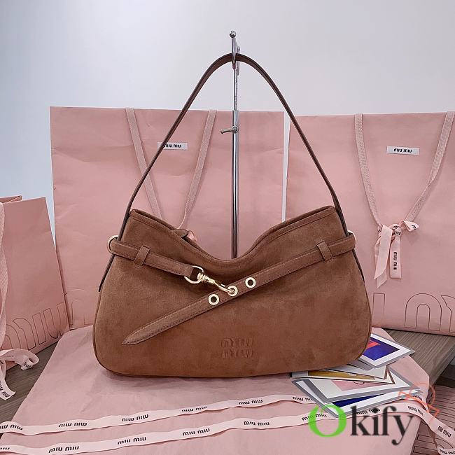 Okify MiuMiu Adventure Suede Bag In Brown 40x24x7cm - 1