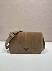 Okify Prada Brown Suede Shoulder Bag 30x20x10cm - 1