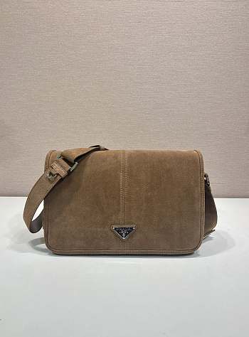 Okify Prada Brown Suede Shoulder Bag 30x20x10cm