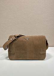 Okify Prada Brown Suede Shoulder Bag 35x22x12cm - 1