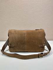 Okify Prada Brown Suede Shoulder Bag 35x22x12cm - 3