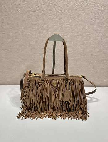 Okify Prada Galleria Medium Brown Suede Bag With Fringe 30x14x10.5cm