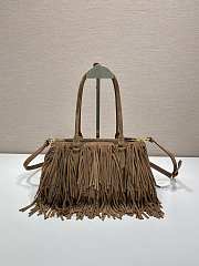 Okify Prada Galleria Medium Brown Suede Bag With Fringe 30x14x10.5cm - 5