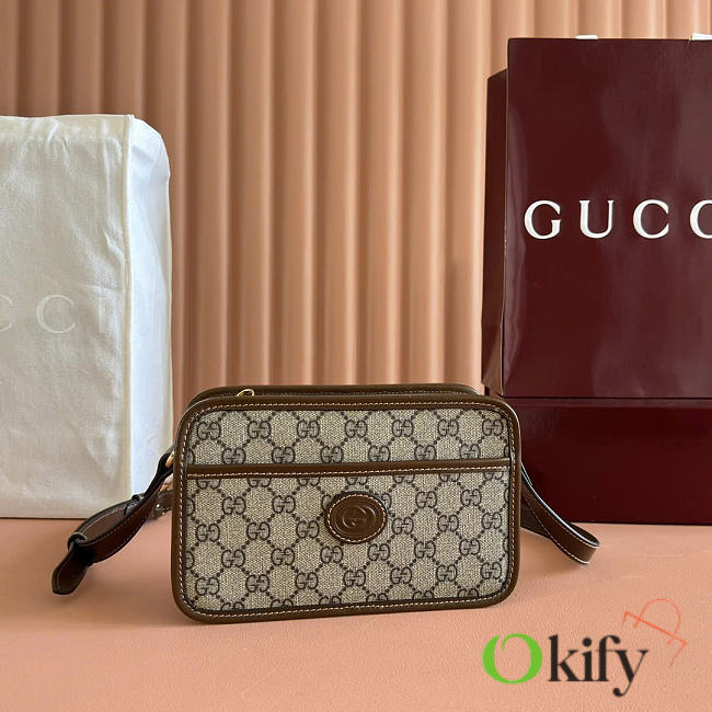 Okify Gucci Toiletry Pouch With Interlocking G In Brown 22.5x14x7cm - 1