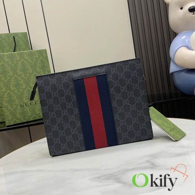 Okify Gucci Supreme Web Toiletry Pouch In Black 26x20x6cm - 1