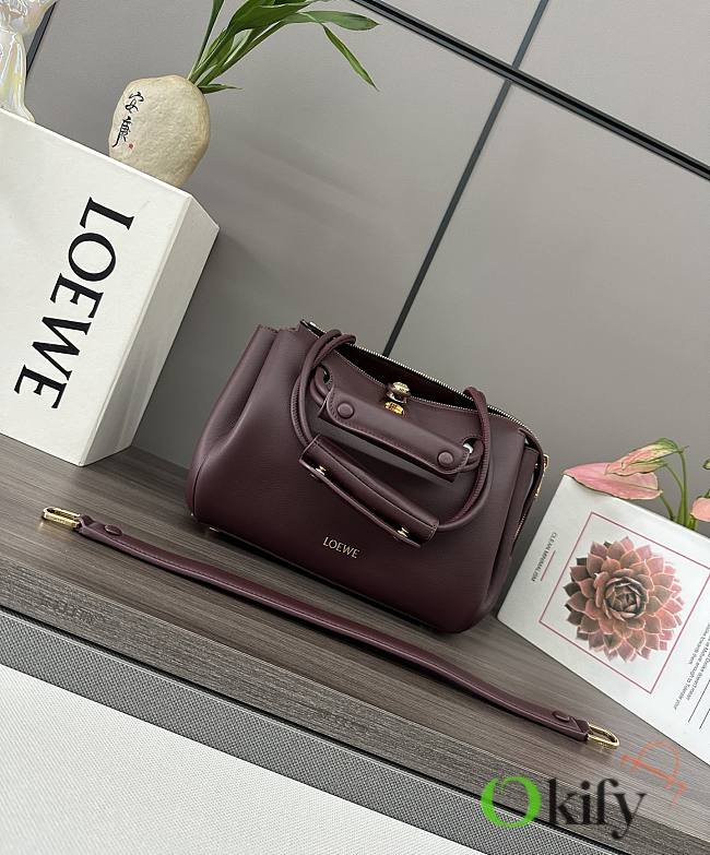 Okify Loewe Small Madrid Bag In Dark Burgundy 23.5x10x19cm - 1