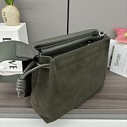 Okify Loewe Flamenco Satchel Bag In Suede Green 34x12x24cm - 5
