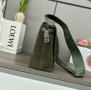 Okify Loewe Flamenco Satchel Bag In Suede Green 34x12x24cm - 3