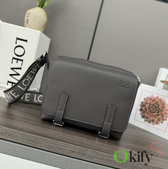 Okify Loewe XS Military Messenger Bag In Gray 24.5x18x10.5cm - 1