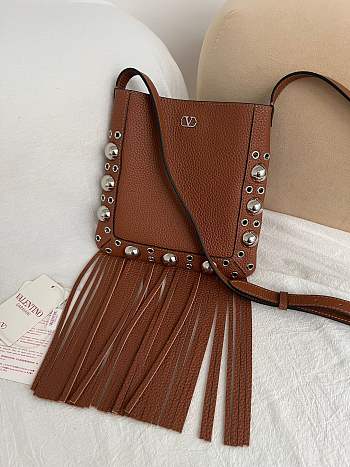 Okify Valentino Nellcôte Bag With Fringes In Brown 20x20x3cm 