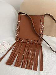 Okify Valentino Nellcôte Bag With Fringes In Brown 20x20x3cm  - 5