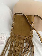 Okify Valentino Nellcôte Bag With Fringes In Suede Brown 20x20x3cm  - 4