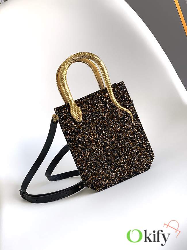 Okify Bvlgari Serpentine Mini Crystal Tote Bag In Black 13x17.5x5.5cm  - 1