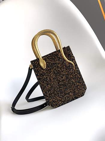 Okify Bvlgari Serpentine Mini Crystal Tote Bag In Black 13x17.5x5.5cm 