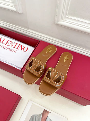 Okify Valentino Roman Stud Brown Slides EU35-43