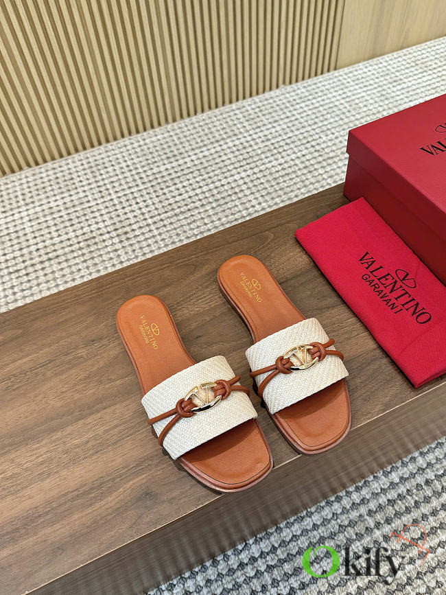 Okify Valentino Raffia Brown Slides EU35-42 - 1