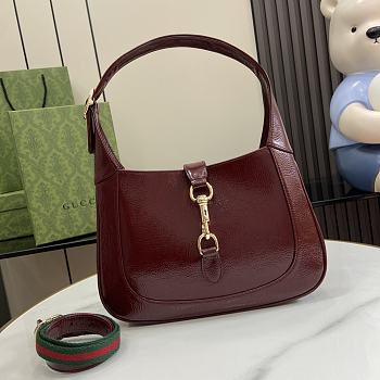 Okify Gucci Jackie 1961 Bag In Red Burgundy Wrinkled Paint 27.5x19x4cm 