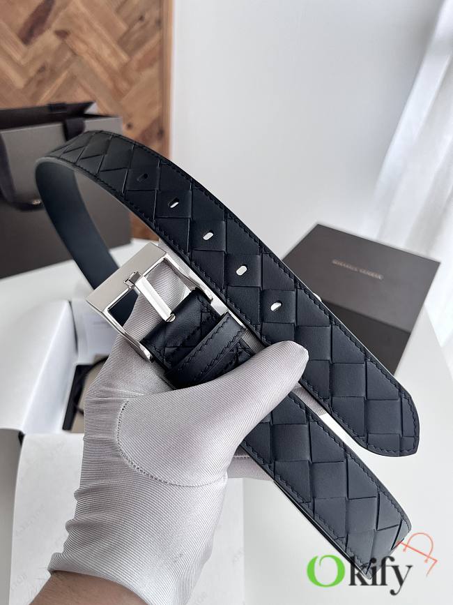 Okify Bottega Veneta Black Belt 35mm With Silver Hardware - 1