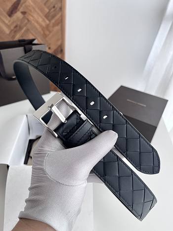 Okify Bottega Veneta Black Belt 35mm With Silver Hardware