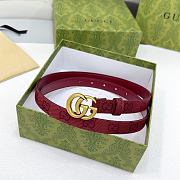 Okify Gucci Marmont Rosso Ancora Red Canvas 2cm Belt With Vintage Gold Hardware - 6