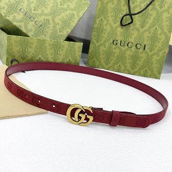 Okify Gucci Marmont Rosso Ancora Red Canvas 2cm Belt With Vintage Gold Hardware